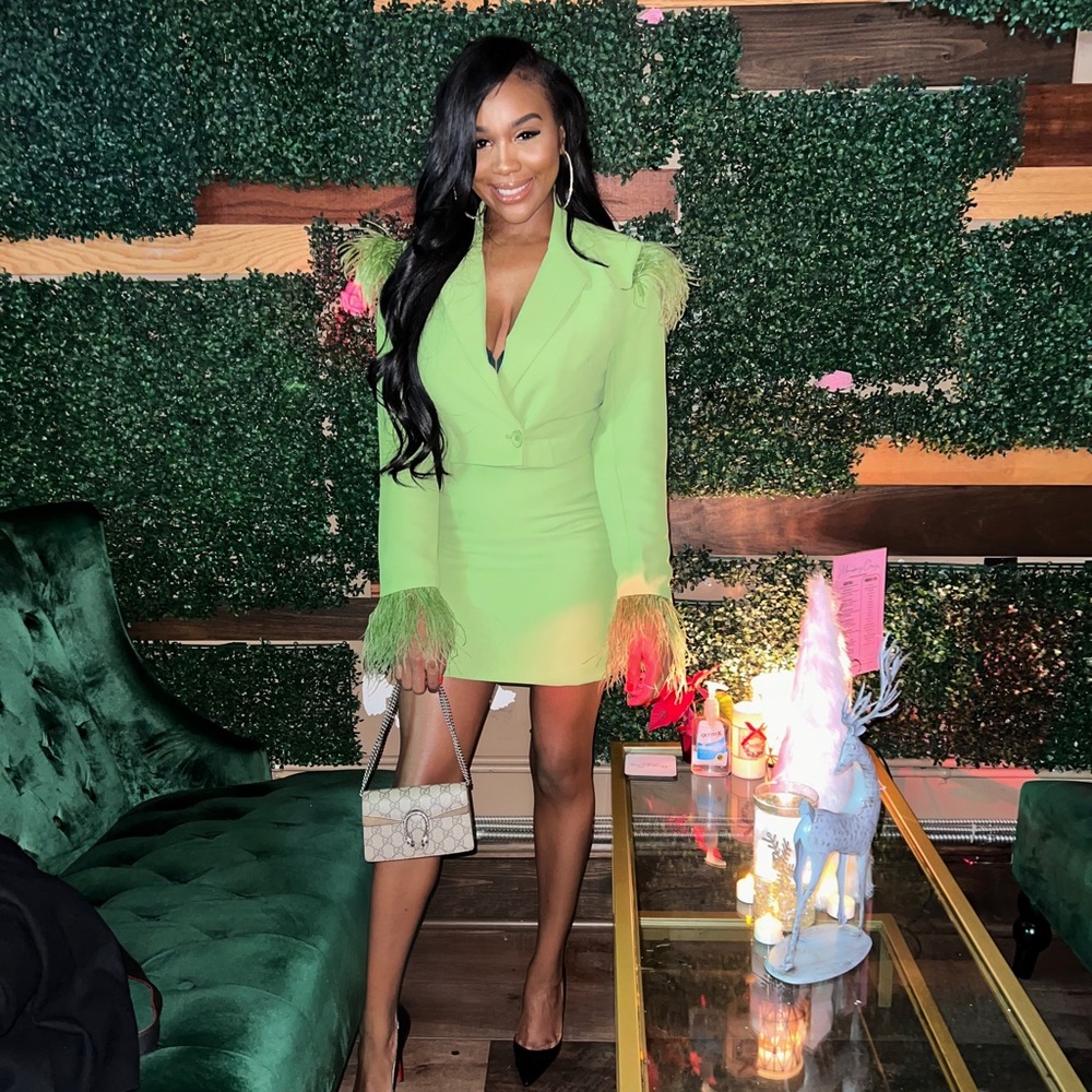 NASTY GAL, Two Piece, Blazer and Skirt, Lime Green, Size US 4